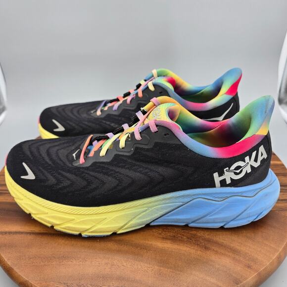 Hoka One One Arahi 6 Shoes Mens 10 D Black Rainbow Athletic Running Sneakers - Picture 3 of 8